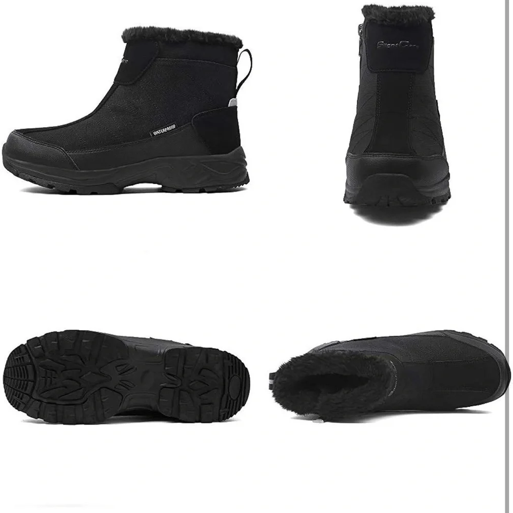 SILENTCARE Men's Warm Snow Boots, Fur Lined Waterproof , Anti-Slip 10.5/ 485